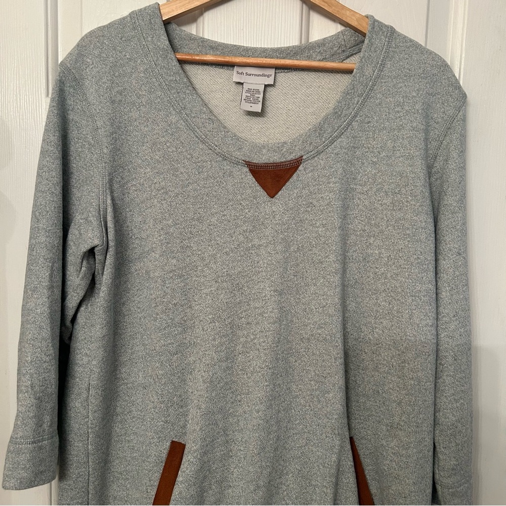 Soft Surroundings Weekender Tunic Sweatshirt with Faux Suede Accents‎ Size M